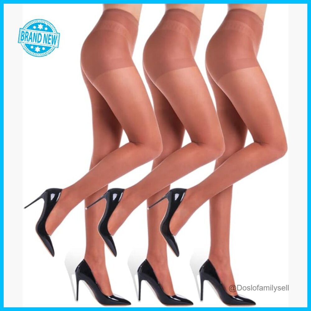 Sheer Control Top Pantyhose 3 Pack Reinforced Toe Ultra Thin Elegant